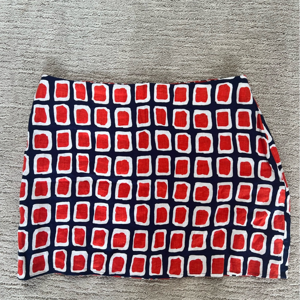 Reformation 100% linen printed skirt size 12